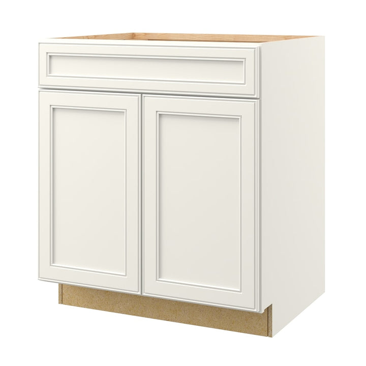 allen + roth McKeller 30-in W x 34.5-in H x 24-in D Linen 1-Drawer Base Fully Assembled Cabinet (Flat Panel Mitered Style)