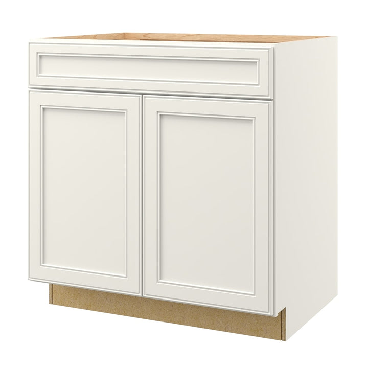 allen + roth McKeller 33-in W x 34.5-in H x 24-in D Linen 1-Drawer Base Fully Assembled Cabinet (Flat Panel Mitered Style)