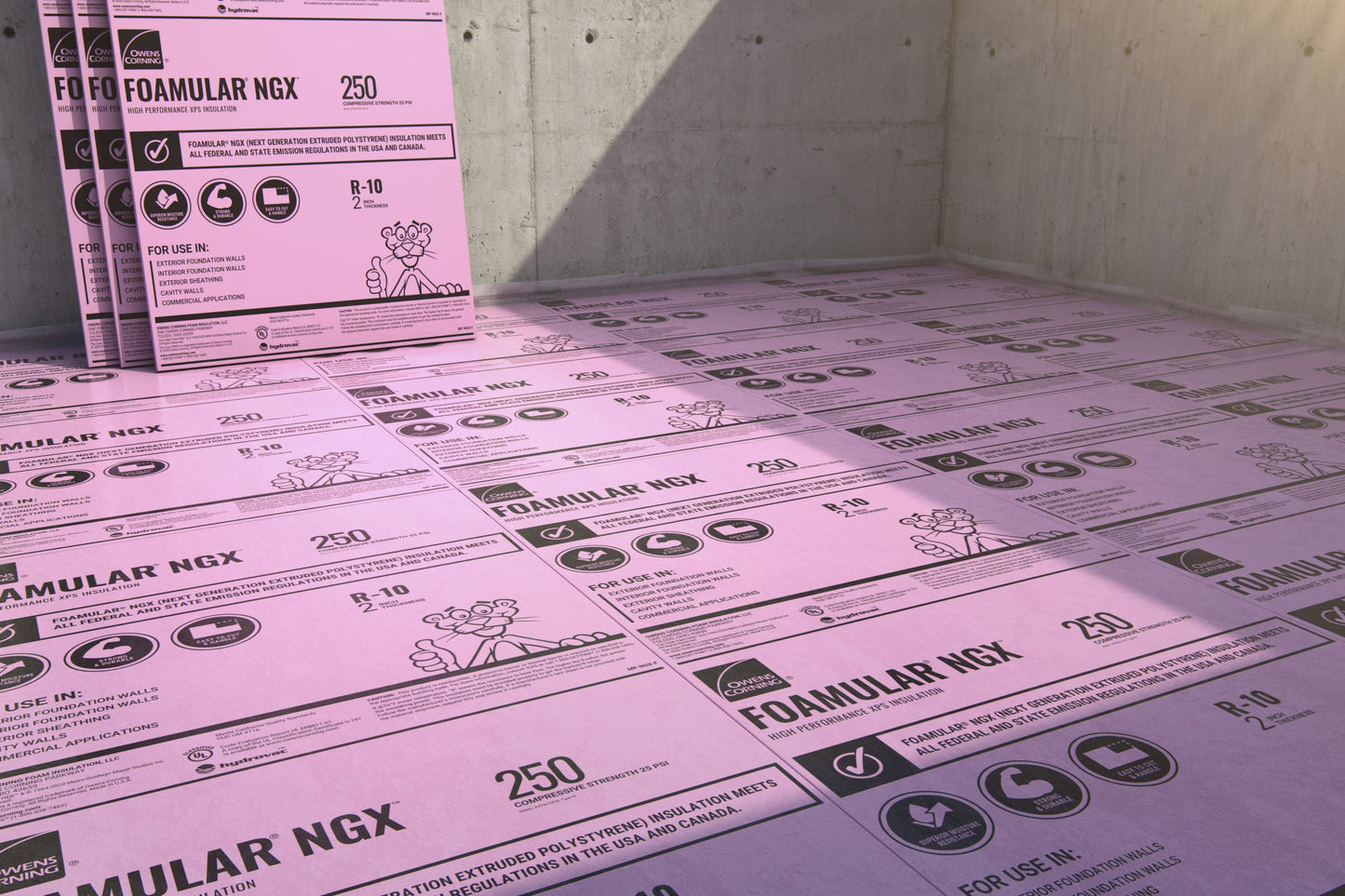 Owens Corning FOAMULAR 250 R-10 XPS Foam Board Insulation, 2 in. x 4 ft. x 8 ft, Tongue & Groove Edge, 25 PSI