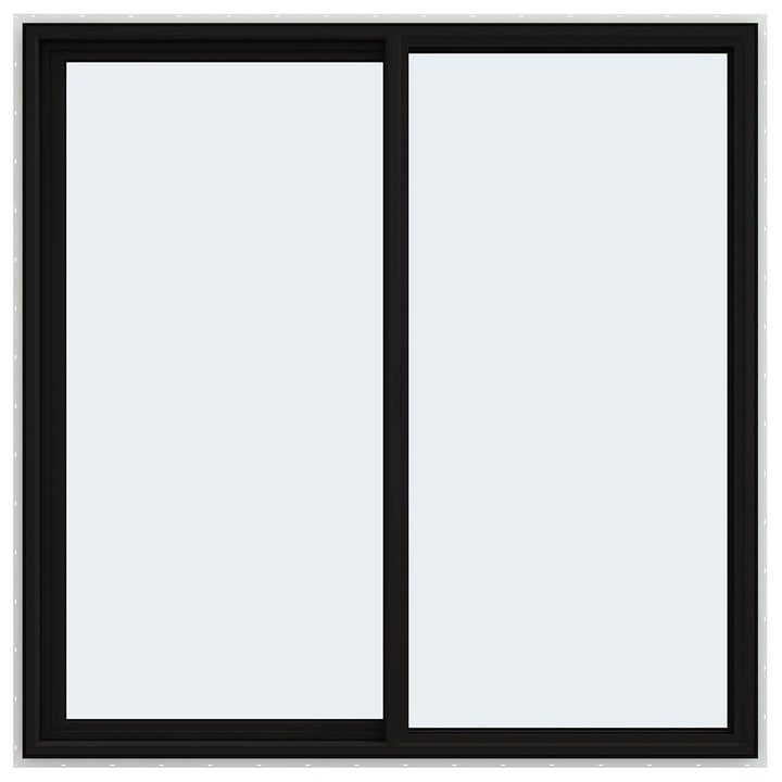 JELD-WEN FiniShield V-4500 59-1/2-in x 59-1/2-in x 3-in Jamb Left-Operable Vinyl Black Sliding Window, Full Screen Included