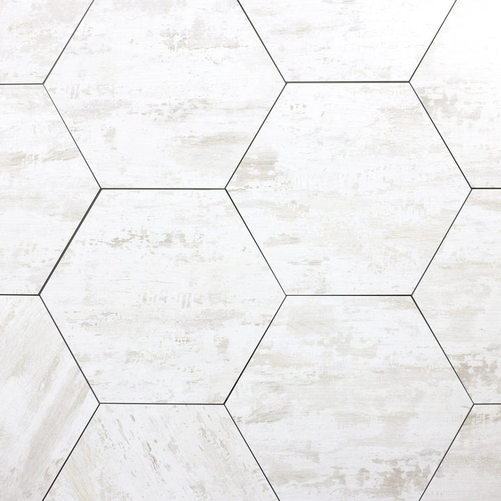 Abolos Nature White 8-in x 8-in Natural Glass Wood look Hexagon Wall Tile product image