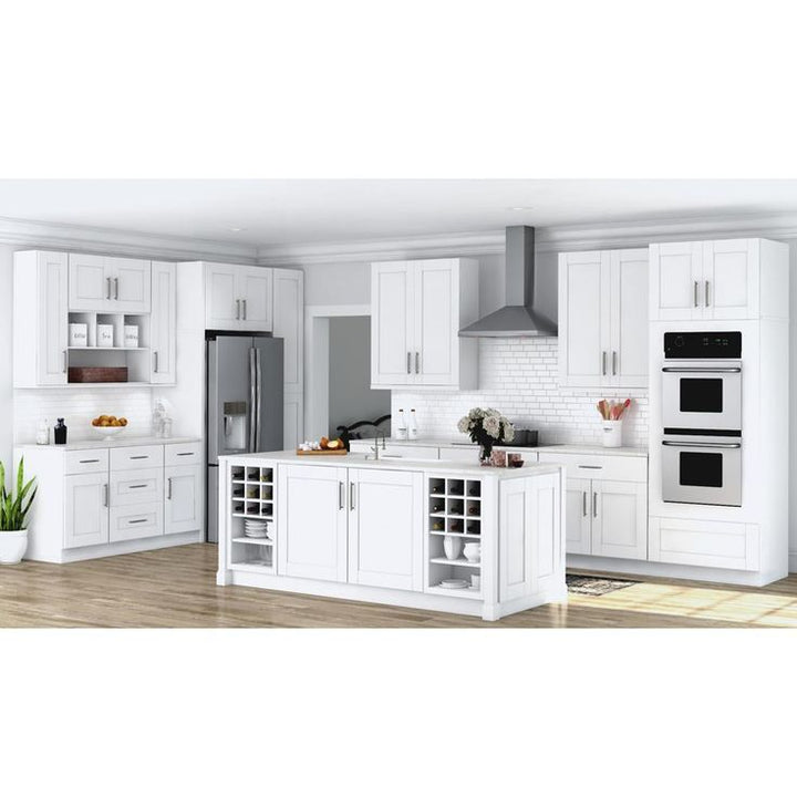 Shaker Assembled 28.5x34.5x16.5 in. Lazy Susan Corner Base Kitchen Cabinet in Satin White