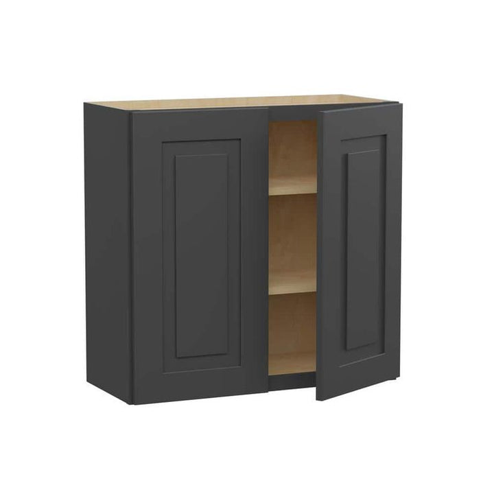 Home Decorators Collection Grayson 30 in. W x 12 in. D x 30 in. H Assembled Plywood Wall Kitchen Cabinet in Deep Onyx with Soft Close