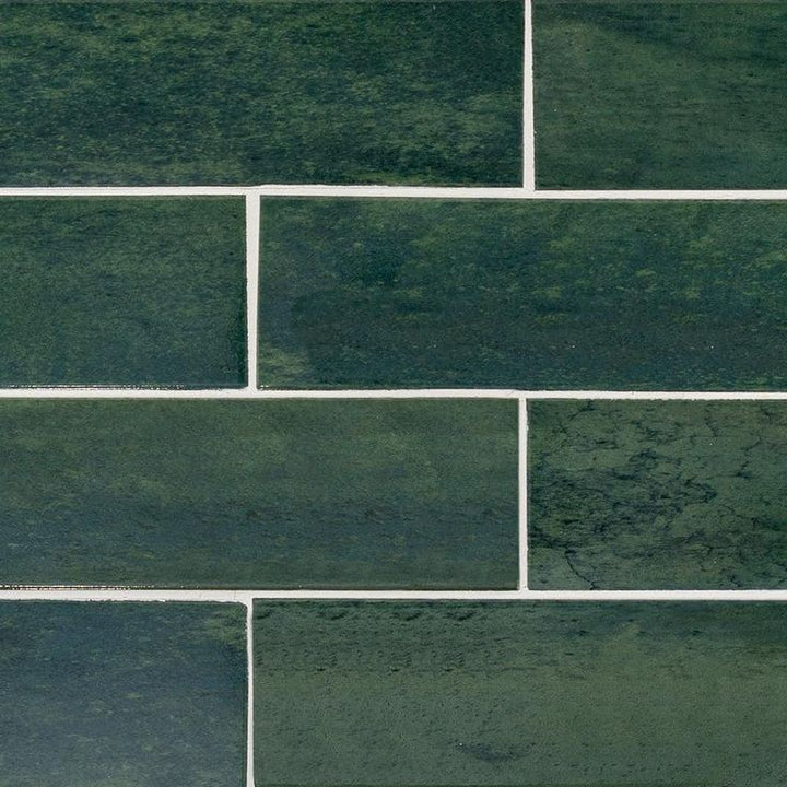 Typhoon Green 3 in. x 18 in. Subway Gloss Porcelain Wall and Floor Tile (10.76 sq. ft./Case) by Jeffrey Court
