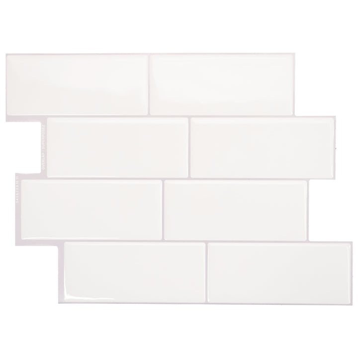 Smart Tiles Metro Campagnola White 11-in x 12-in Glossy Resin Subway Peel and stick Wall Tile product image