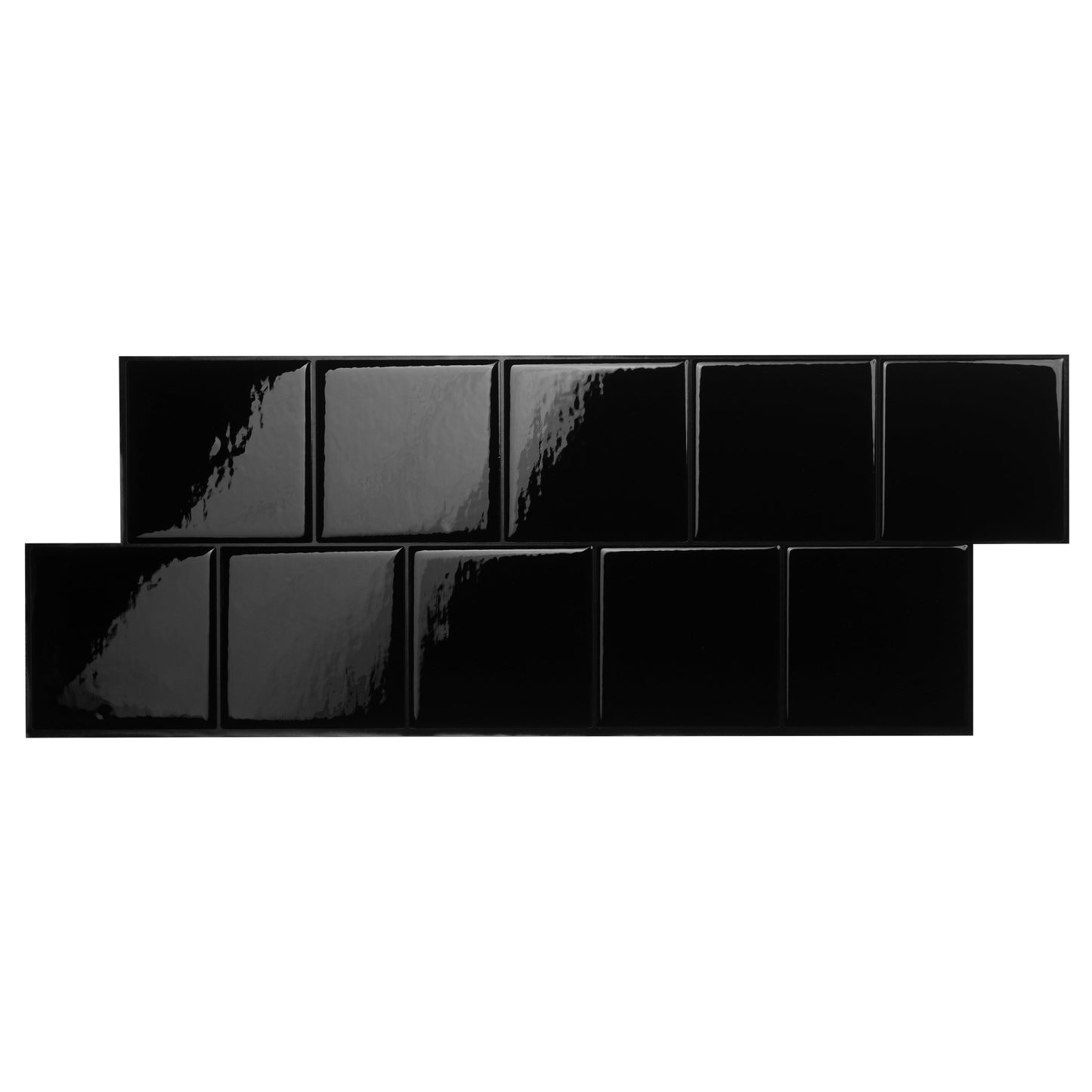 Smart Tiles Square Berlin Black 8-in x 20-in Glossy Resin Subway Linear Peel and stick Wall Tile product image