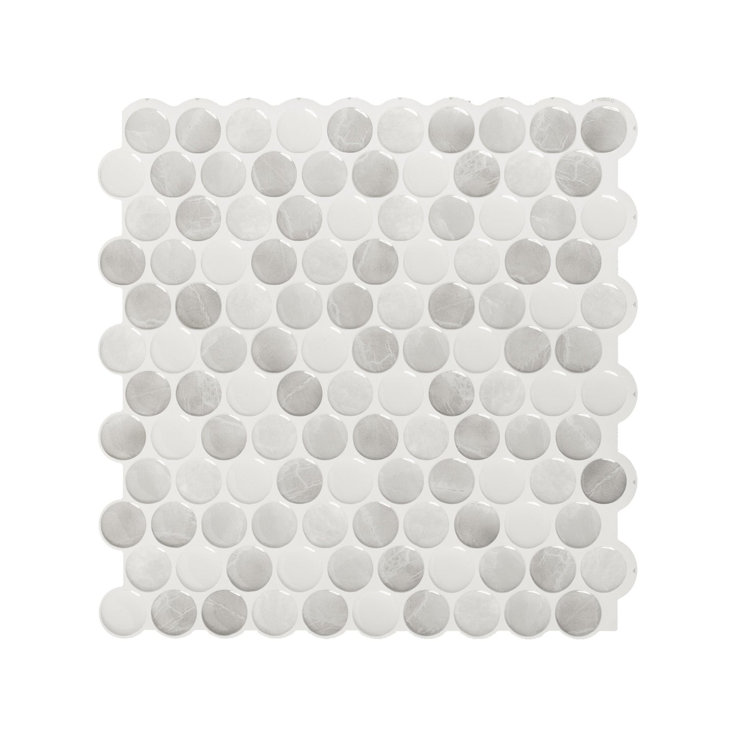 Smart Tiles Penny Roccia Gray 9-in x 9-in Glossy Resin Marble look Penny round Peel and stick Wall Tile product image