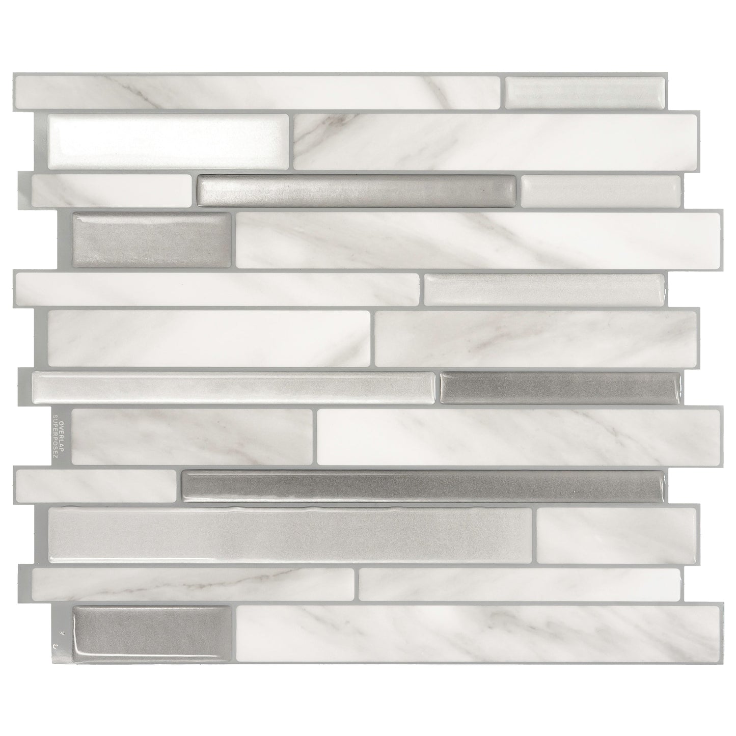 Smart Tiles Milano Carrera Gray Marble 10-in x 11-in Multi-finish Resin Brick look Peel and stick Wall Tile product image