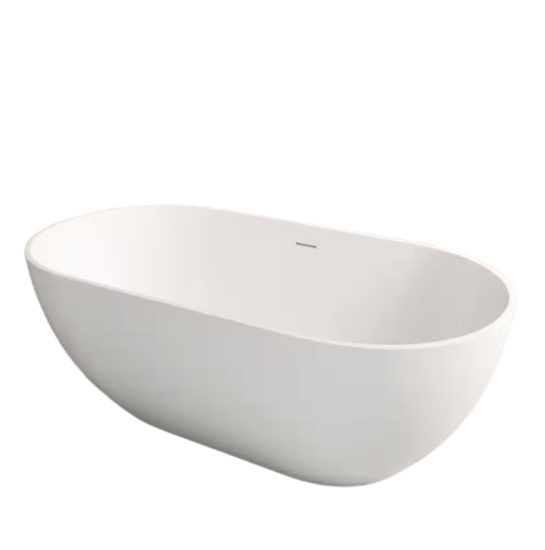 Kylie 59 in. x 29 in. Stone Resin Freestanding Soaking Bathtub in White