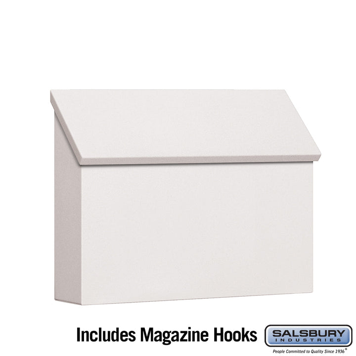 Standard Horizontal White Mailbox with Magazine Hooks