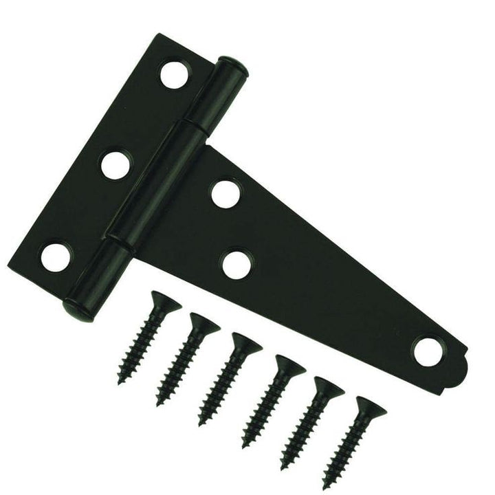 Everbilt 3 in. x 3 in. Black Gate Tee Surface Mount Hinge (2-Pack)