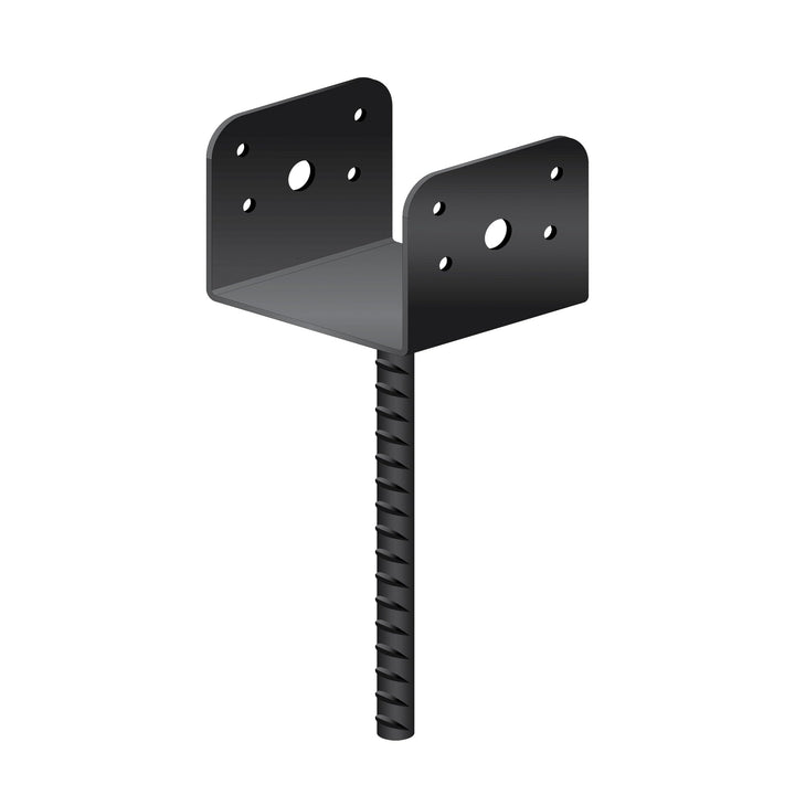 Nuvo Iron 9.5-in x 3.75-in Black Powder Coated Satin Painted Galvanized Steel Post Connector
