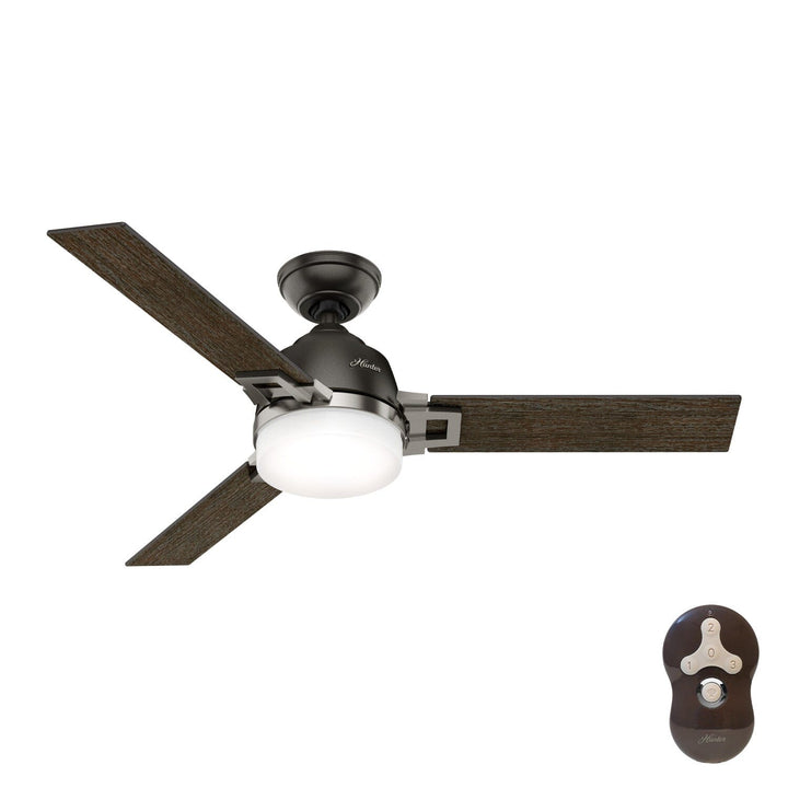 Hunter Leoni 48-in Noble Bronze and Modern Brass LED Indoor Ceiling Fan with Remote (3-Blade)