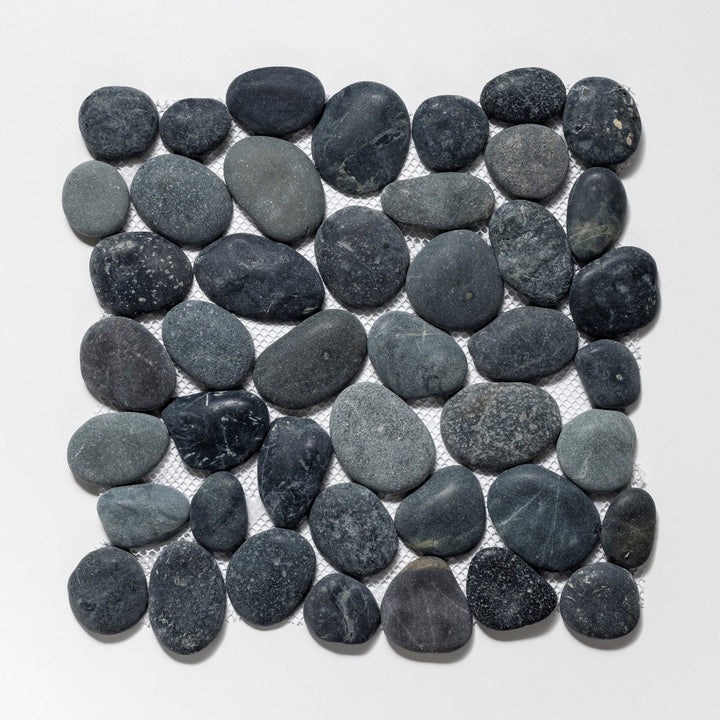 CRUZ BAY STUDIO Classic Pebble Black 12-in x 12-in Natural Natural stone Quartz Pebble Mosaic Floor and Wall Tile product image
