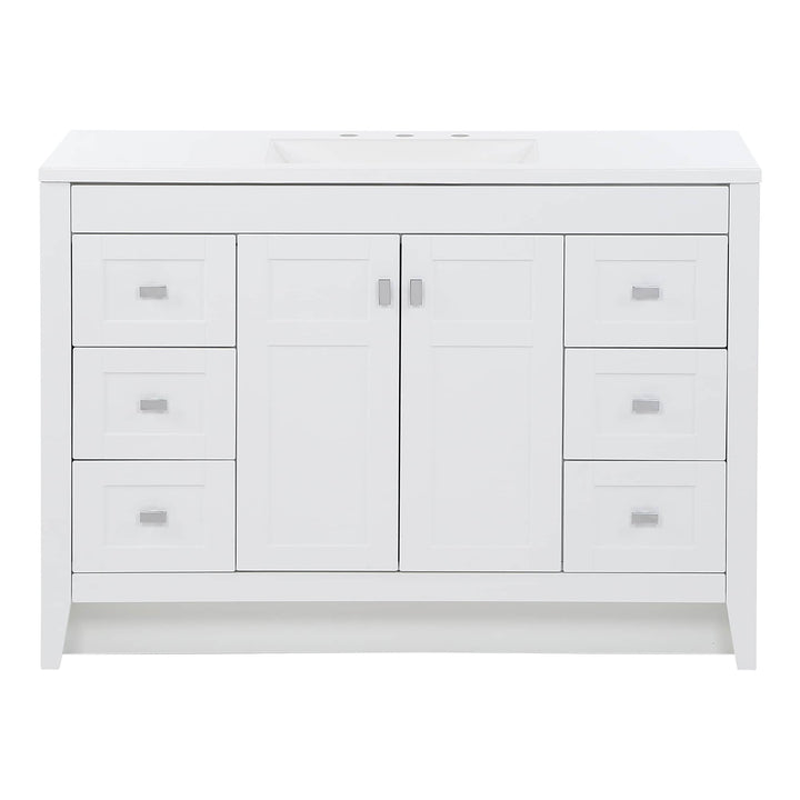 Diamond NOW Brenton 48-in White Single Sink Bathroom Vanity with White Cultured Marble Top