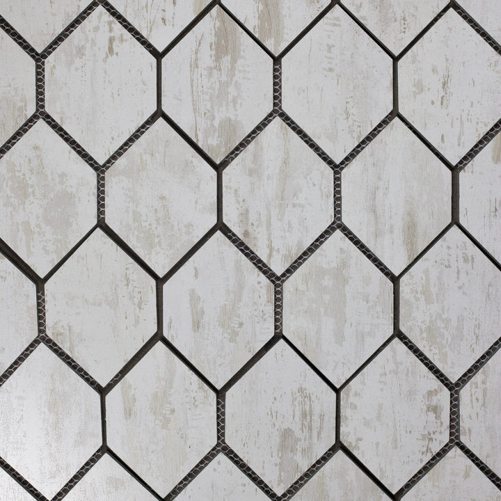 Abolos Nature Birchwood White 12-in x 12-in Matte Glass Wood look Hexagon Mosaic Wall Tile product image