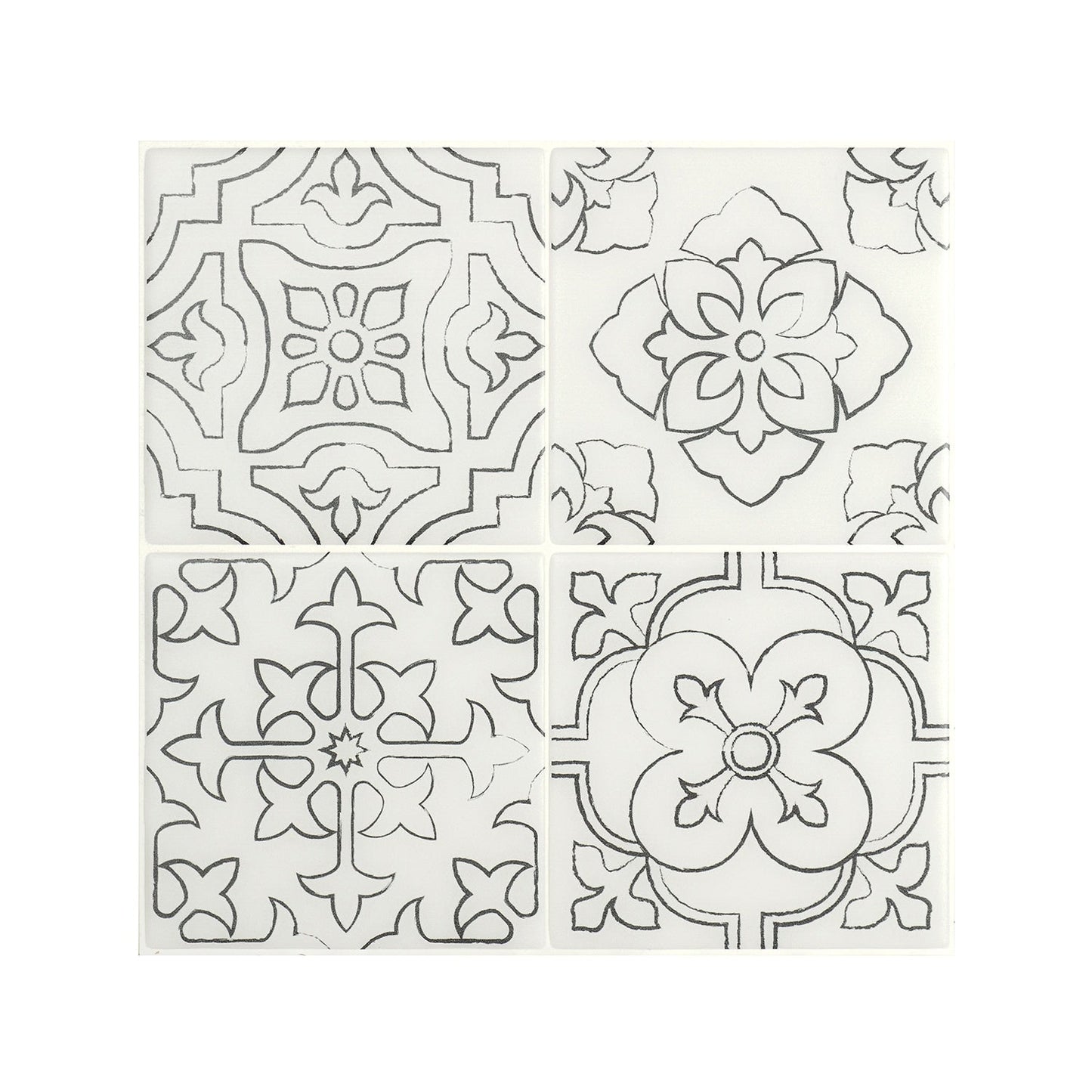 Smart Tiles Vintage Giotto Black and White 9-in x 9-in Matte Resin Patterned Multi-shaped Peel and stick Wall Tile product image