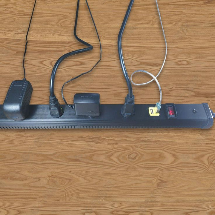 Hyper Tough 9 Outlet 10FT Metal Strip with 2 USB Ports, Black