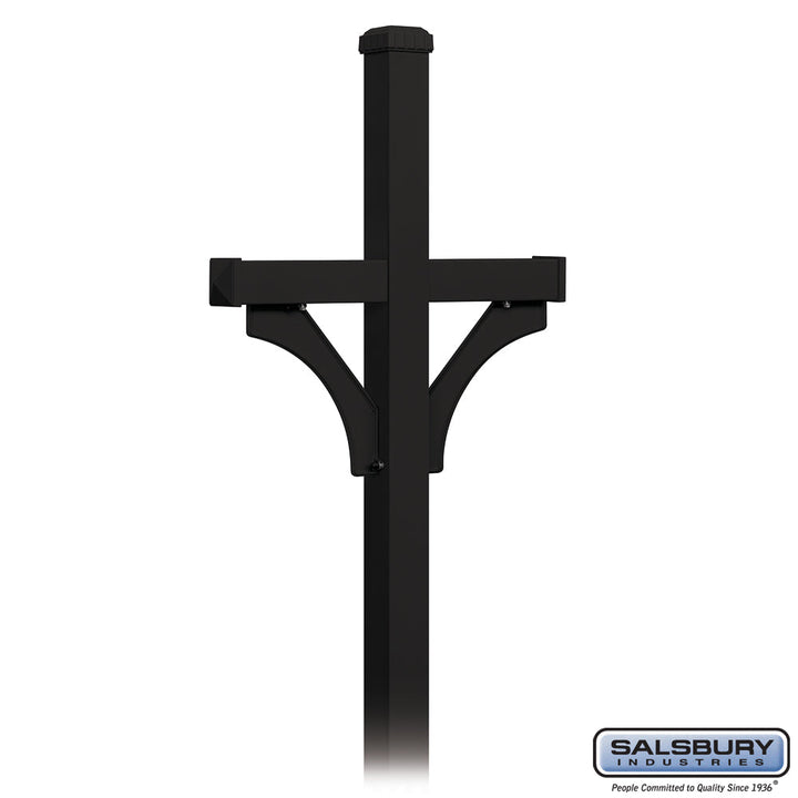 Deluxe Mailbox Post - Two-Sided for Two Mailboxes - In-Ground Mounted - Black