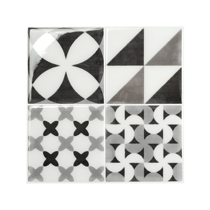 Smart Tiles Vintage Roma Gray 9-in x 9-in Glossy Resin Patterned Multi-shaped Peel and stick Wall Tile product image