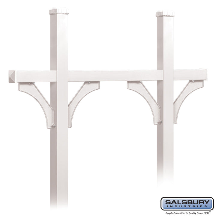 Deluxe Mailbox Post - Bridge Style for 5 Mailboxes - In-Ground Mounted - White