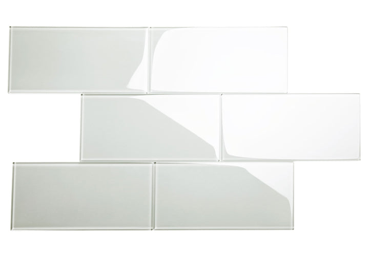 Giorbello Classic Premium Light Gray 6-in x 12-in Glossy Glass Subway Wall Tile (5-sq. ft/ Carton)