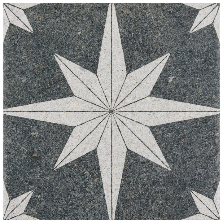 Affinity Tile Compass Star Lava Stone 8-in x 8-in Matte Porcelain Encaustic Floor and Wall Tile product image