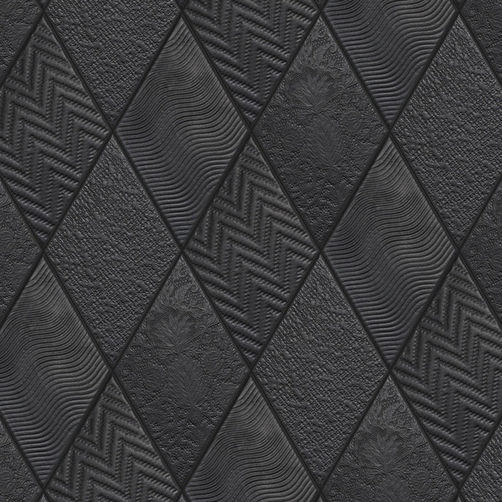 Affinity Tile Rhombus Black 6-in x 10-in Satin Porcelain Patterned Diamond Floor and Wall Tile product image