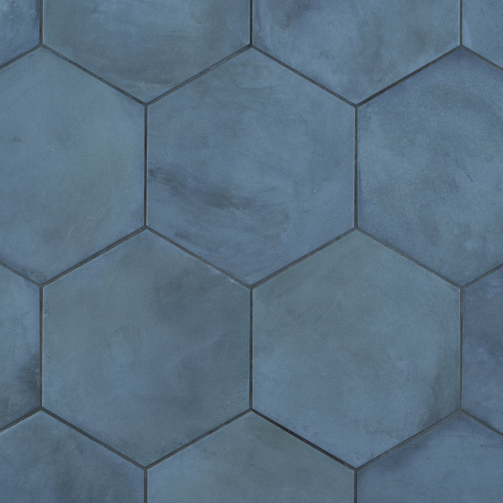 Artmore Tile Storm Hex Blue Ocean 8-in x 10-in Matte Porcelain Encaustic Hexagon Floor and Wall Tile product image