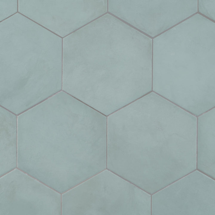 Artmore Tile Storm Hex Green Cielo 8-in x 10-in Matte Porcelain Encaustic Hexagon Floor and Wall Tile product image