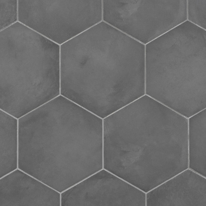 Artmore Tile Storm Hex Charcoal Black 8-in x 10-in Matte Porcelain Encaustic Hexagon Floor and Wall Tile product image