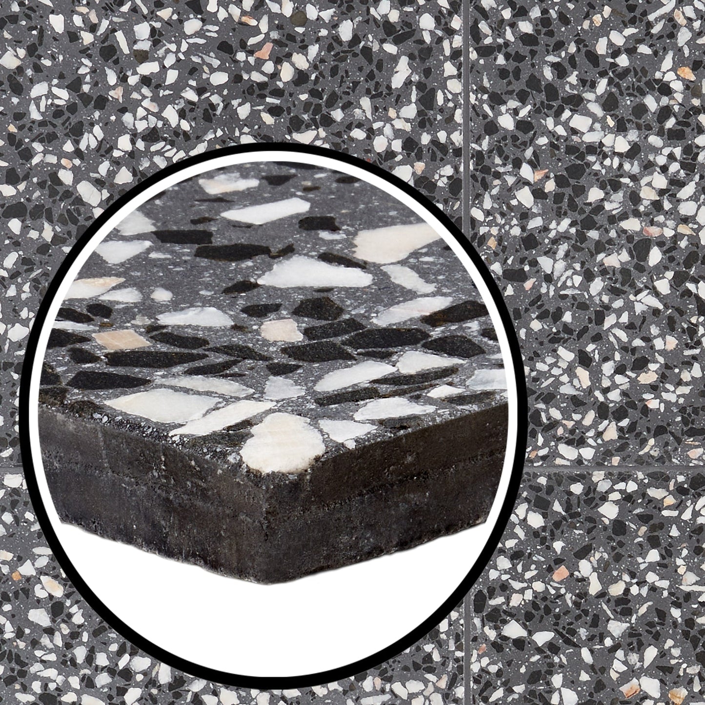 Artmore Tile Tarboro Terrazzo Domino 16-in x 16-in Polished Cement Cement look Floor and Wall Tile product image