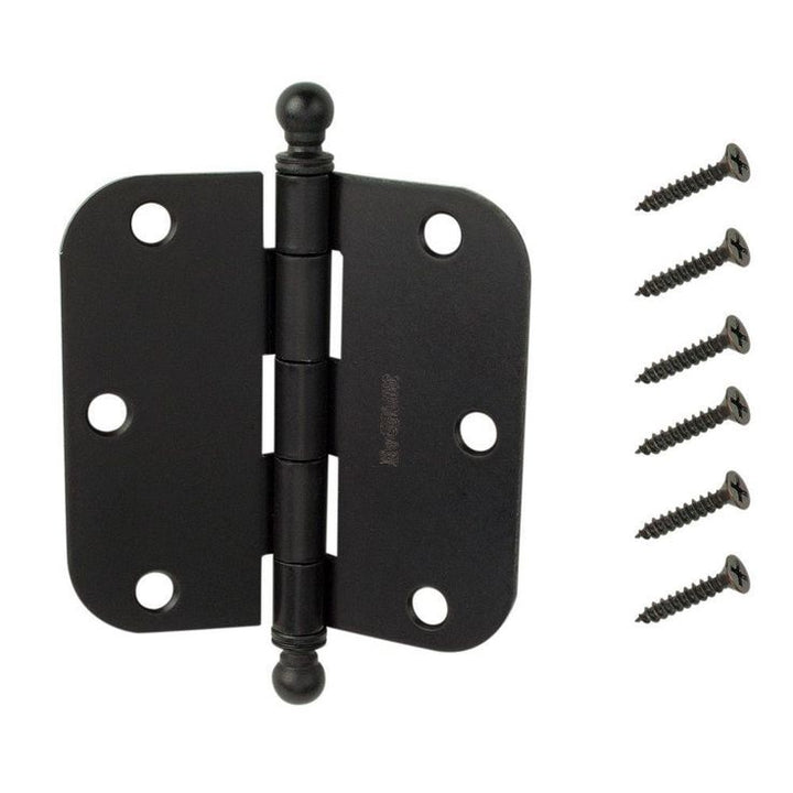 3-1/2 in. Satin Nickel 5/8 in. Radius Door Hinge with Finial