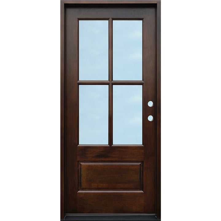 Greatview Doors Mahogany Stained 3/4 Lite Prehung Front Door, 36-in x 80-in