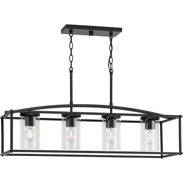 Progress Lighting Swansea 4-Light Matte Black Transitional Outdoor Chandelier