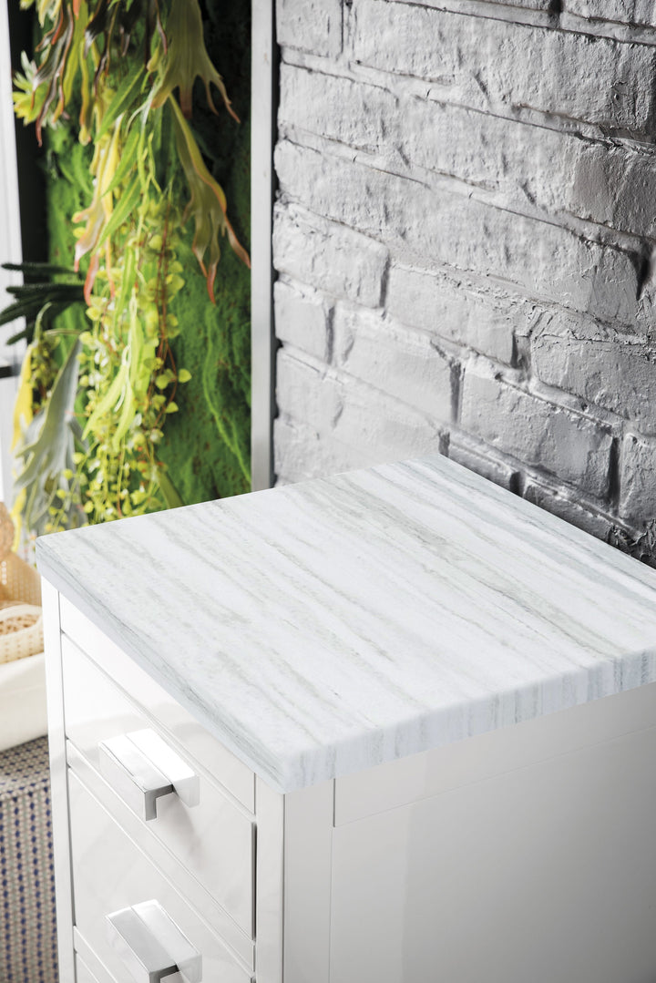 James Martin Vanities Addison 15-in x 34.4-in x 15-in Glossy White Soft Close Bathroom Wall Cabinet