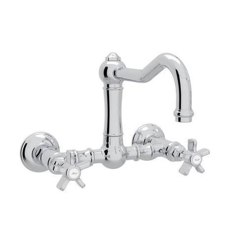 Rohl Italian Kitchen Acqui Polished Chrome 2-Handle Wall-Mount Bridge Handle Kitchen Faucet