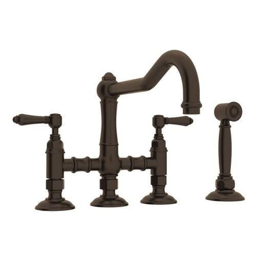 Rohl Italian Kitchen Acqui Tuscan Brass 2-Handle Deck-Mount Bridge Handle Kitchen Faucet