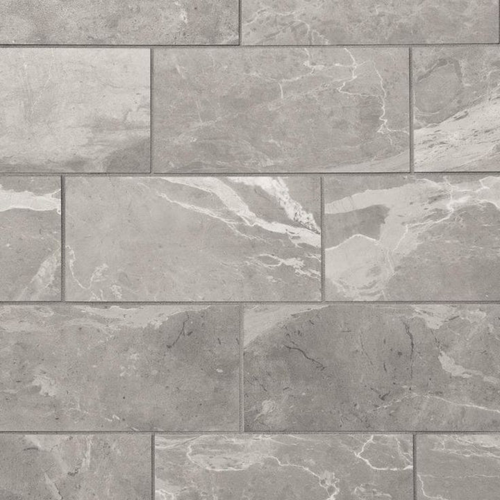 Mohawk ForeverStyle Gray Marble 12-in x 24-in Lappato Porcelain Marble Look Floor Tile