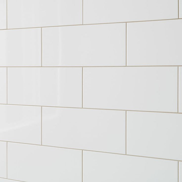 Adessi Bright White Glossy Ceramic Wall Tile - 13 x 24