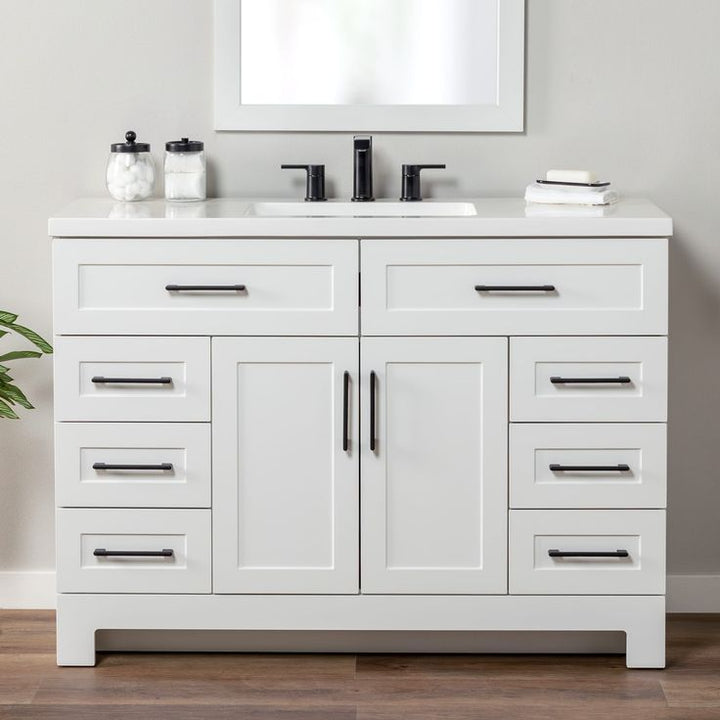 Style Selections Cauley 48-in White Single Sink Bathroom Vanity with White Cultured Marble Top