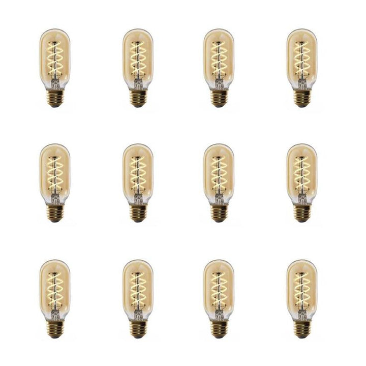 Feit Electric 40-Watt Equivalent T14 Dimmable LED Amber Glass Vintage Edison Light Bulb With Spiral Filament Warm White (12-Pack)