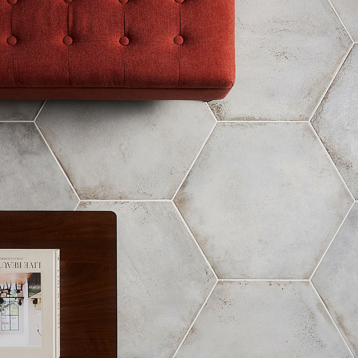 Angela Harris Flatiron White 20" Hexagon Matte Porcelain Tile