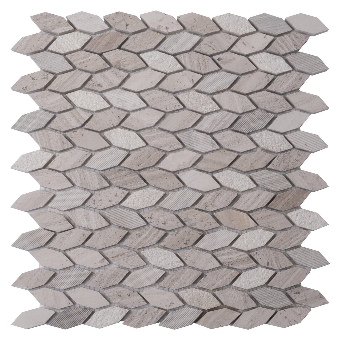 Apollo Tile Sparta Wooden Grey Marble Beige 12-in x 12-in Polished Natural stone Marble Wood look Octagon Mosaic Floor and Wall Tile product image