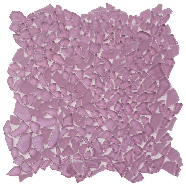 Apollo Tile Bijou Pink 12-in x 12-in Honed Glass Patterned Mosaic Floor and Wall Tile product image