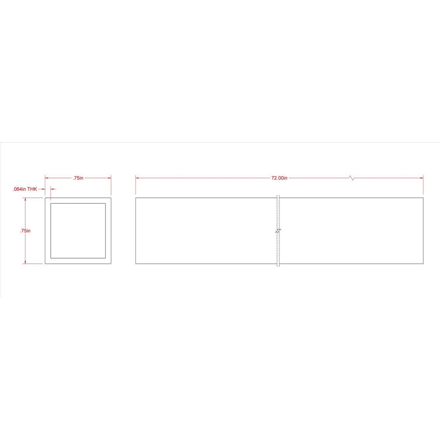 Boltmaster 3/4 in. x 6 ft. Square Aluminum Tube