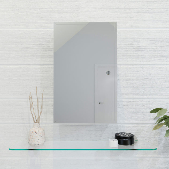 Croydex 9.8-in x 15.7-in Surface Mount Polished Stainless Steel Mirrored Medicine Cabinet