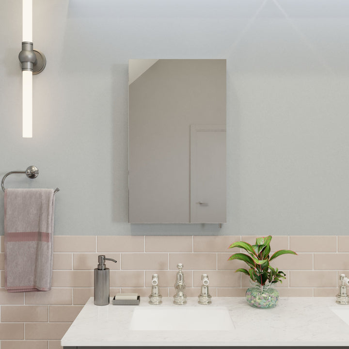 Croydex 16-in x 26-in Surface Mount White Mirrored Medicine Cabinet