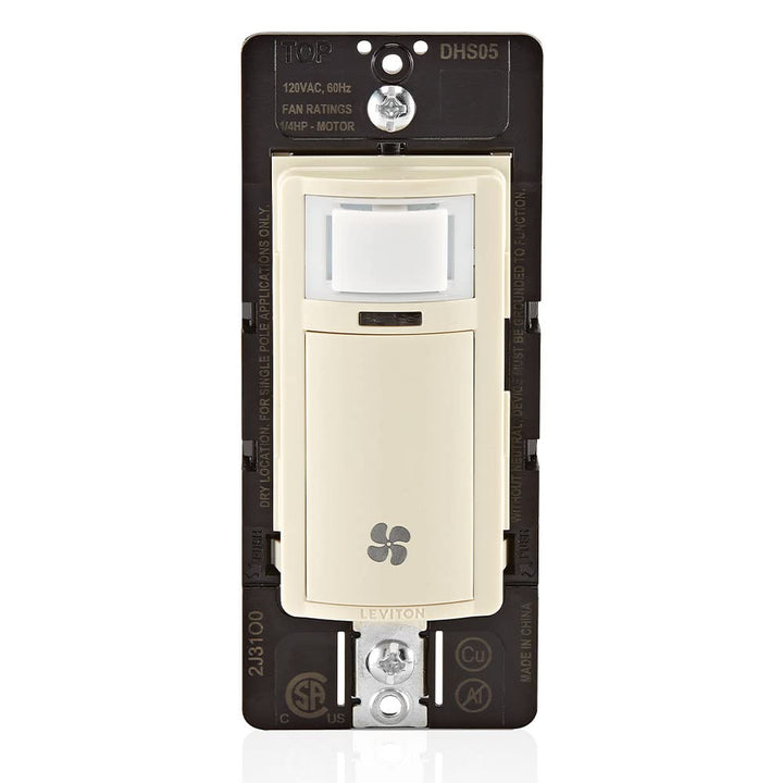 Leviton Decora In-Wall Humidity Sensor & Fan Control, 3A, Single-Pole, Light Almond