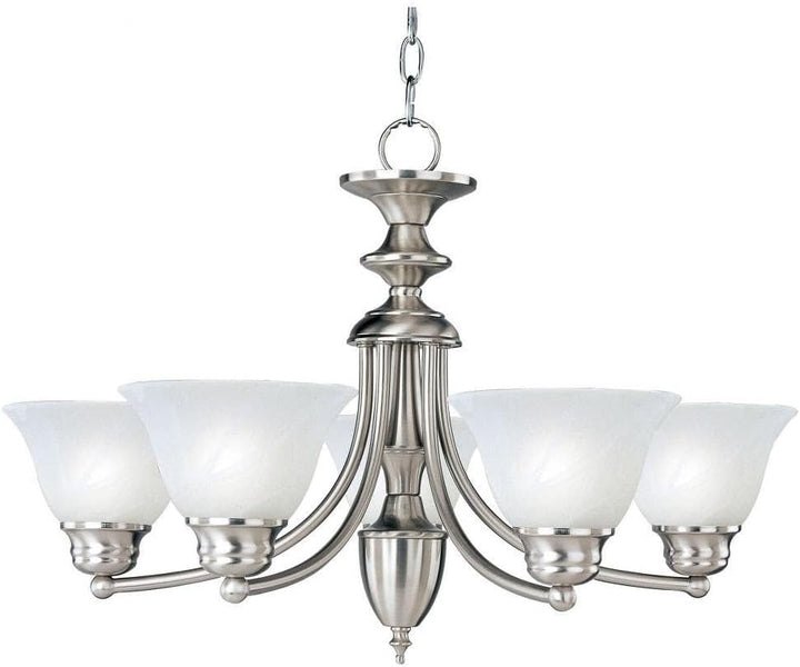 Maxim Lighting Malaga 5-Light Satin Nickel Chandelier, Marble Glass, 25 in.
